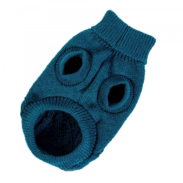 Teal Cable Knit Dog Sweater